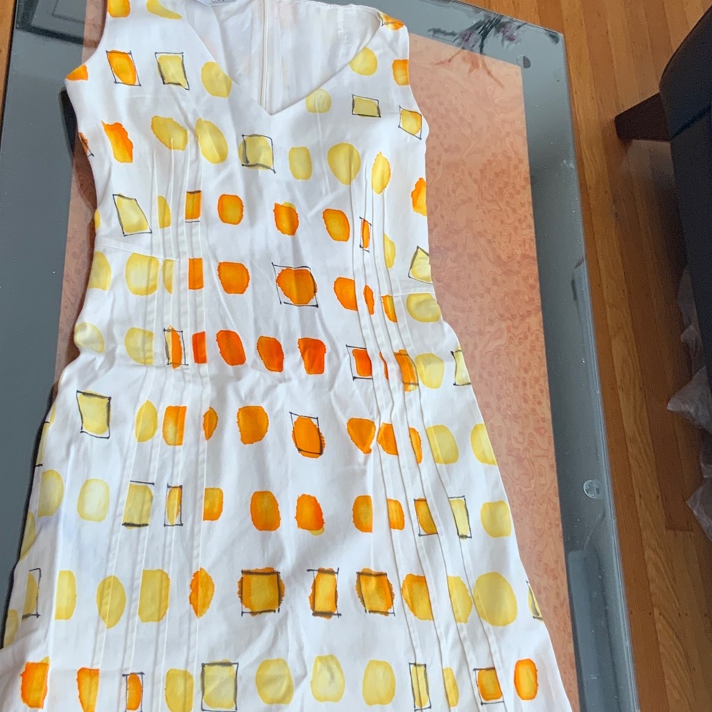 Akris White Dress with Orange and Yellow Accents